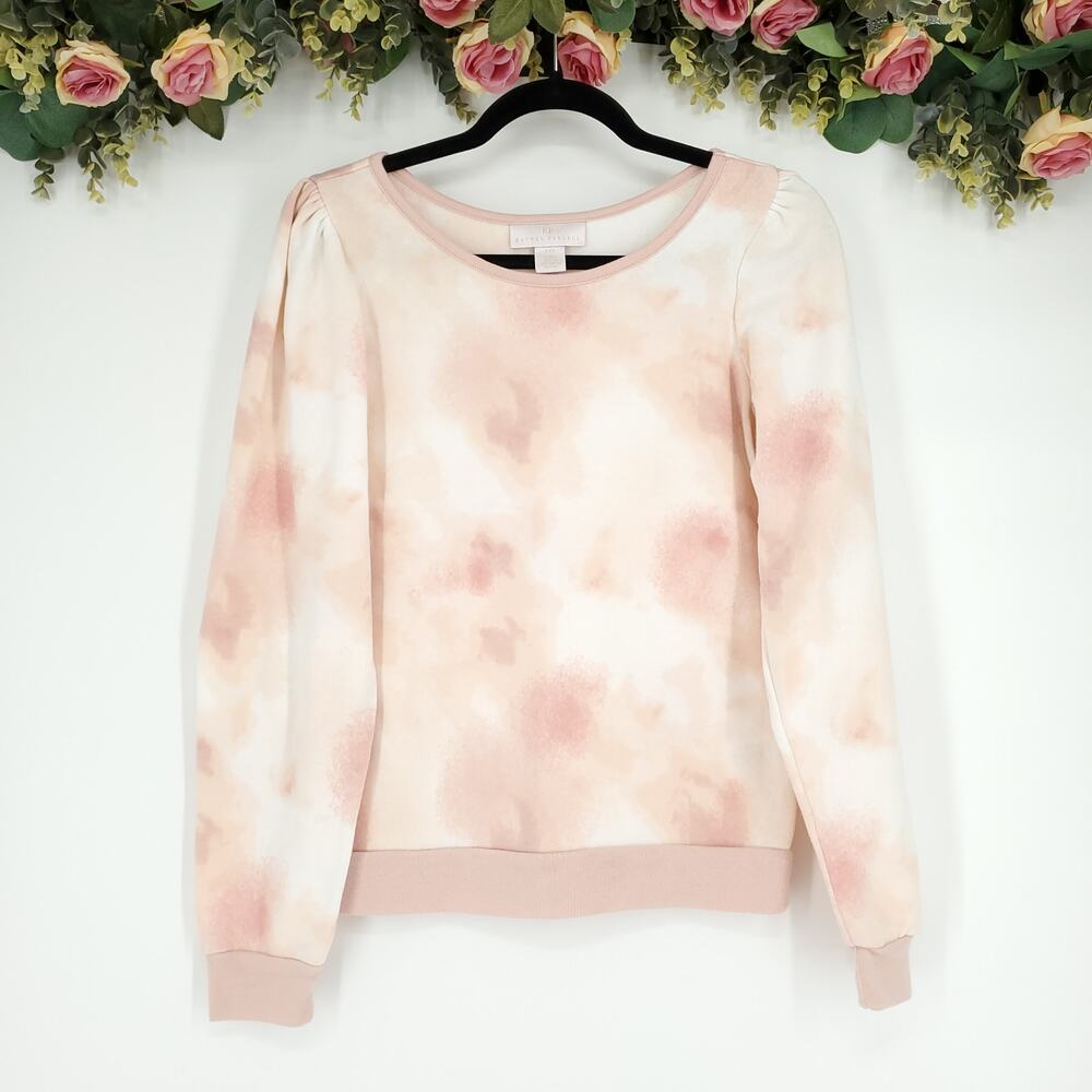 Rachel Parcell Puff Sleeve Sweatshirt Pink Ginko Wash XXS